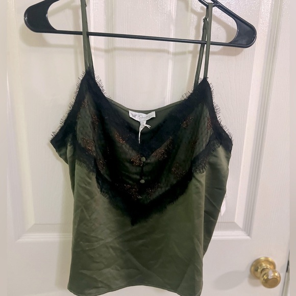Jessica Simpson Women's Alex Lace Cami Top green with lace butterflies NWT Large - Picture 4 of 10